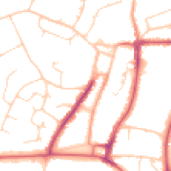 Daytime road noise heatmap for RH16 1EY
