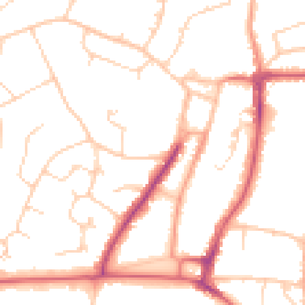 Daytime road noise heatmap for RH16 1EZ