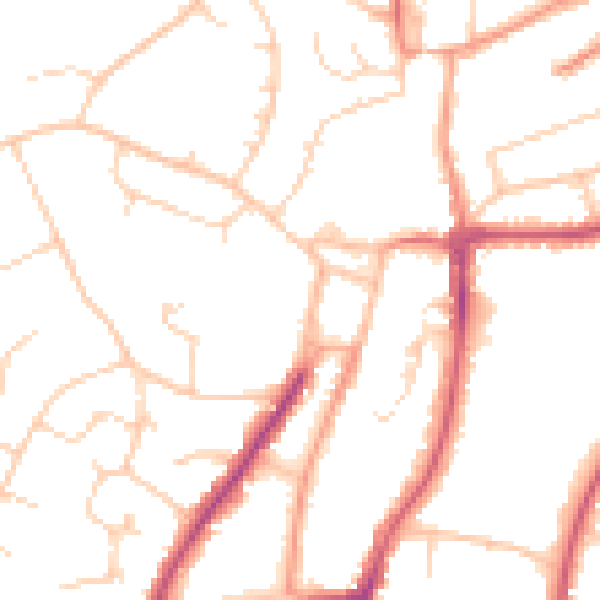 Daytime road noise heatmap for RH16 1FB