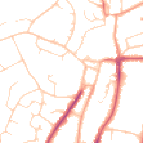 Daytime road noise heatmap for RH16 1FE