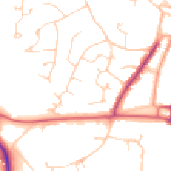 Daytime road noise heatmap for RH16 1JR