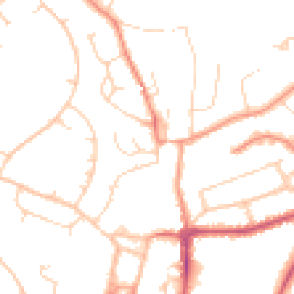 Daytime road noise heatmap for RH16 1TE
