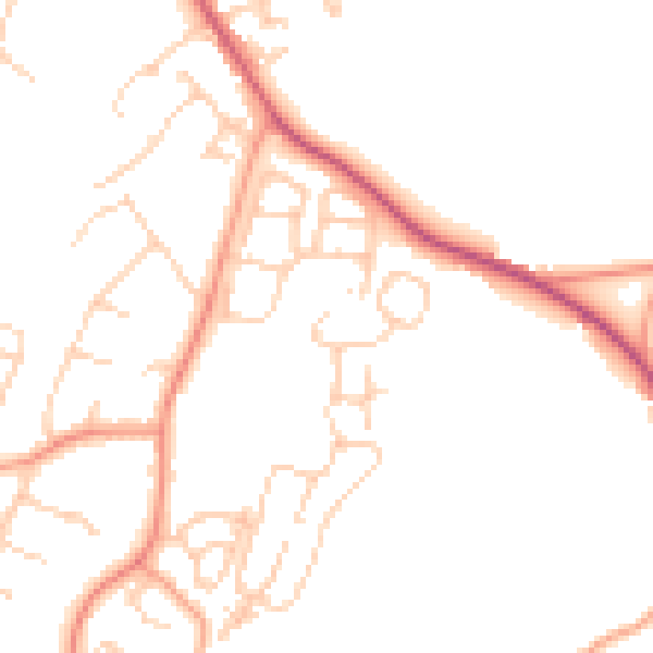 Daytime road noise heatmap for RH16 2AT