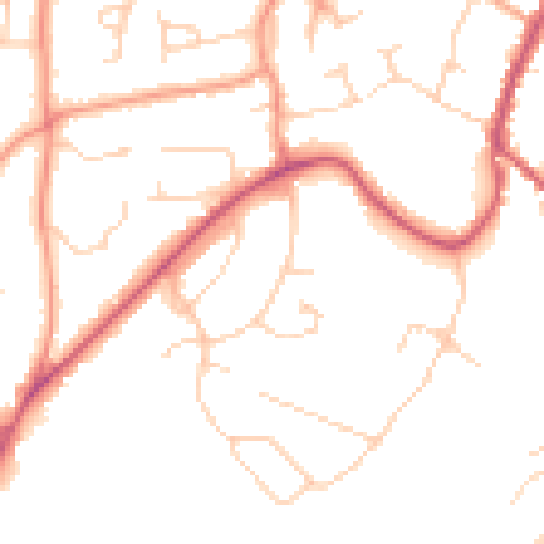 Daytime road noise heatmap for RH16 2AX