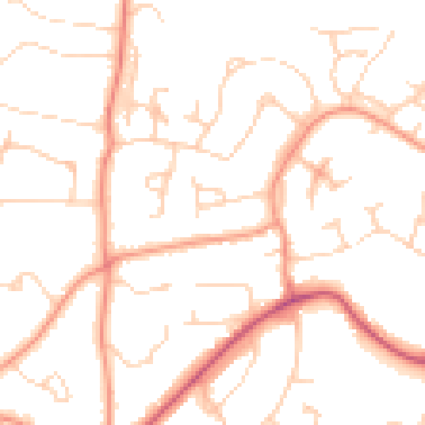Daytime road noise heatmap for RH16 2BW