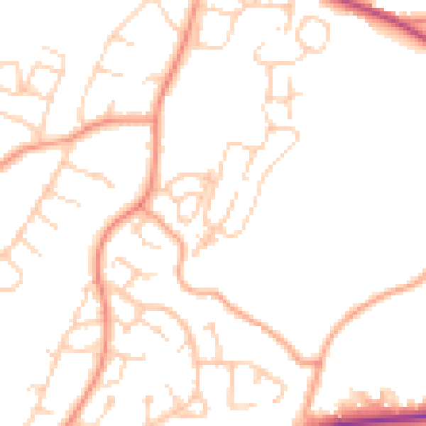 Daytime road noise heatmap for RH16 2BX