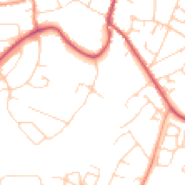 Daytime road noise heatmap for RH16 2EB