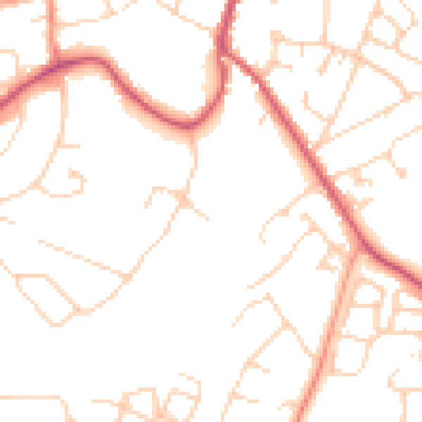 Daytime road noise heatmap for RH16 2EG