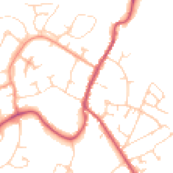 Daytime road noise heatmap for RH16 2HN