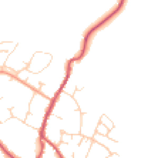 Daytime road noise heatmap for RH16 2JB