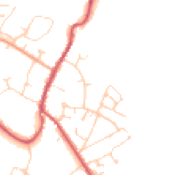 Daytime road noise heatmap for RH16 2JH