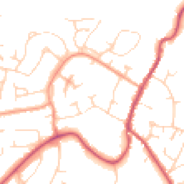Daytime road noise heatmap for RH16 2JX