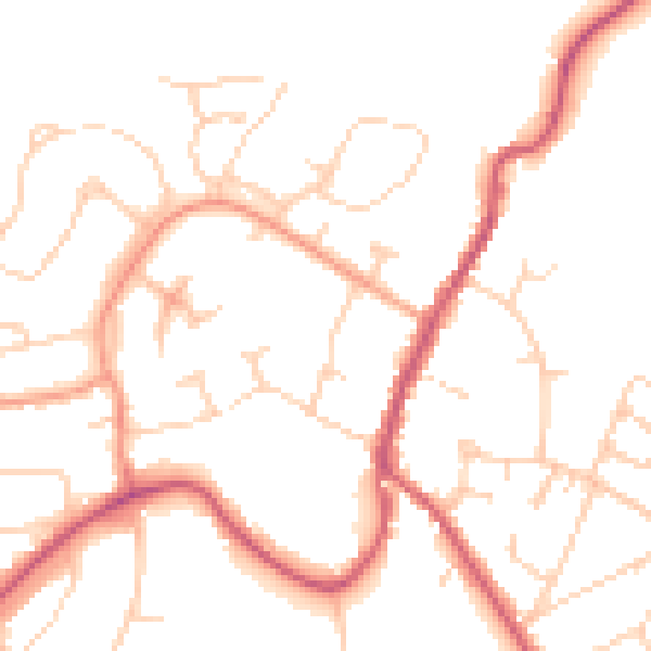 Daytime road noise heatmap for RH16 2JY
