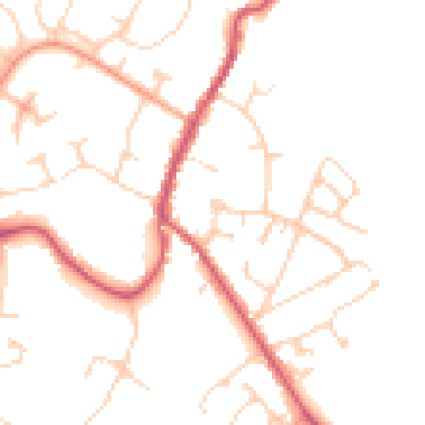 Daytime road noise heatmap for RH16 2NQ