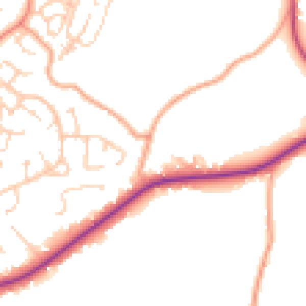 Daytime road noise heatmap for RH16 2QE