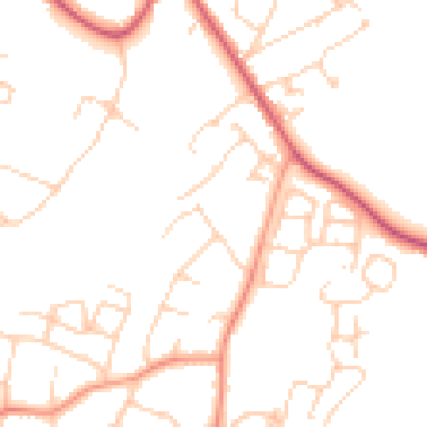 Daytime road noise heatmap for RH16 2SB