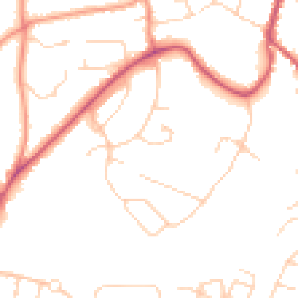 Daytime road noise heatmap for RH16 2UA
