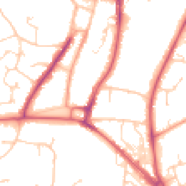 Daytime road noise heatmap for RH16 3AS