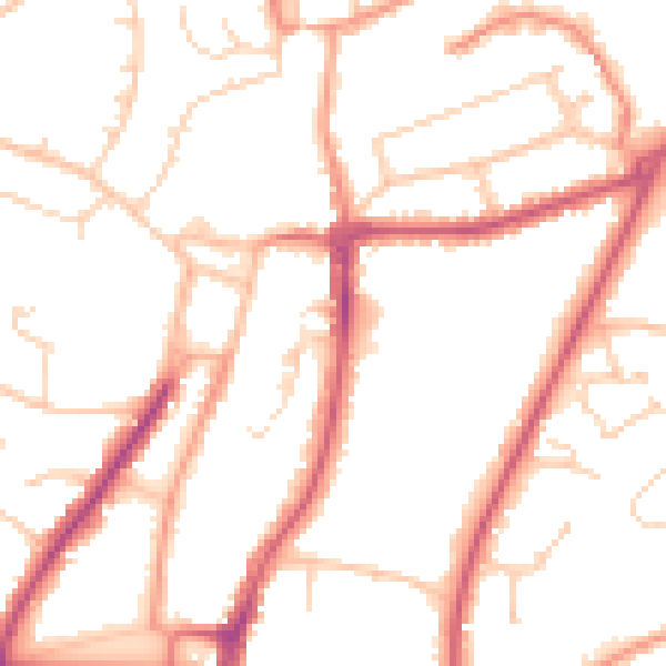 Daytime road noise heatmap for RH16 3BA