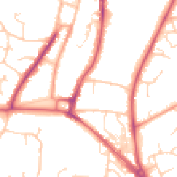 Daytime road noise heatmap for RH16 3EJ