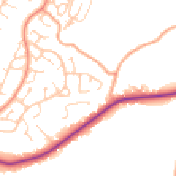 Daytime road noise heatmap for RH16 3JE