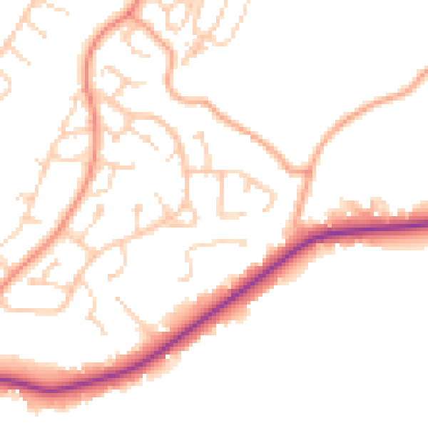 Daytime road noise heatmap for RH16 3JG