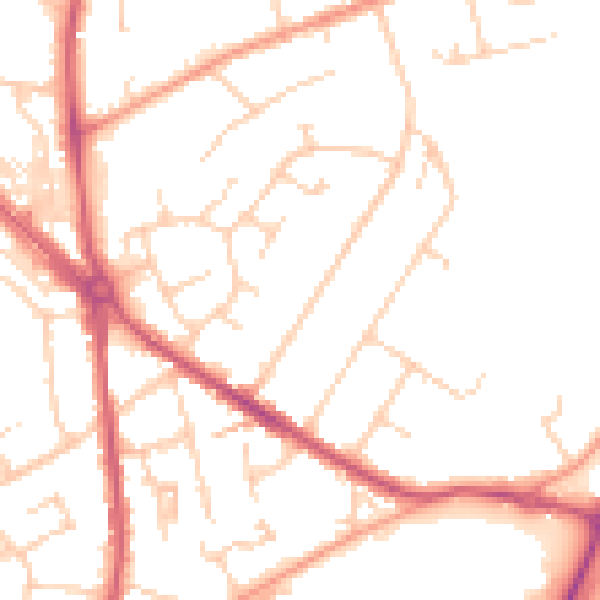 Daytime road noise heatmap for RH16 3LR