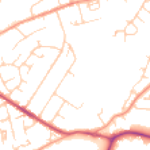 Daytime road noise heatmap for RH16 3NW