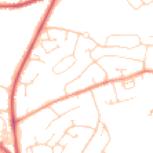 Daytime road noise heatmap for RH16 3PN