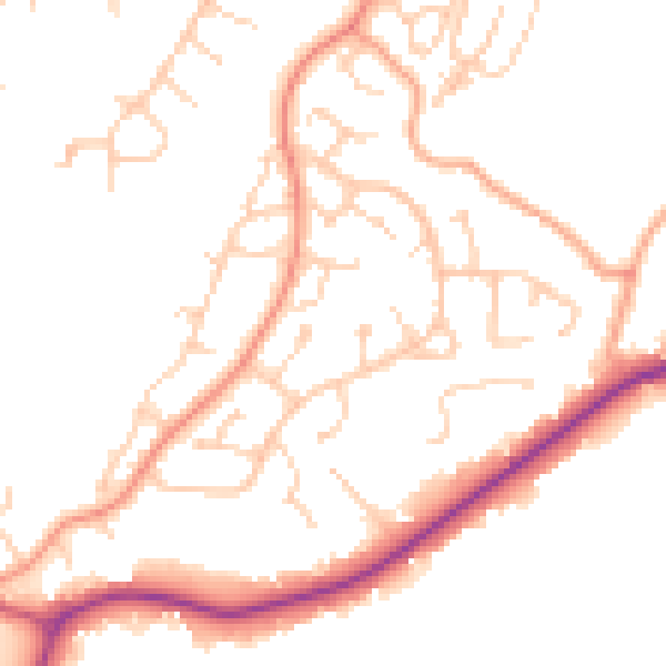 Daytime road noise heatmap for RH16 3RB