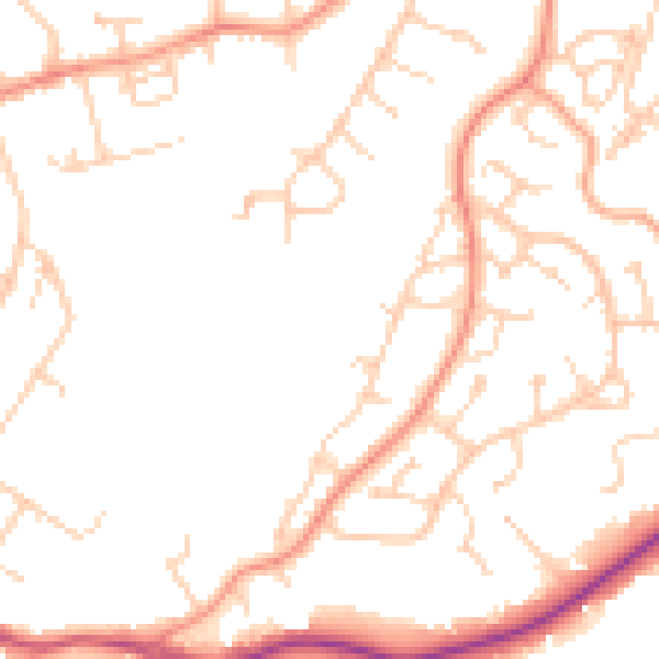Daytime road noise heatmap for RH16 3RP