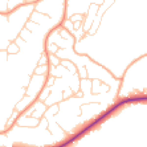 Daytime road noise heatmap for RH16 3TU