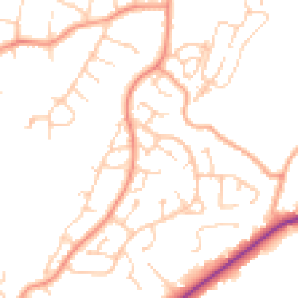 Daytime road noise heatmap for RH16 3TZ