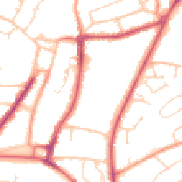 Daytime road noise heatmap for RH16 3UD