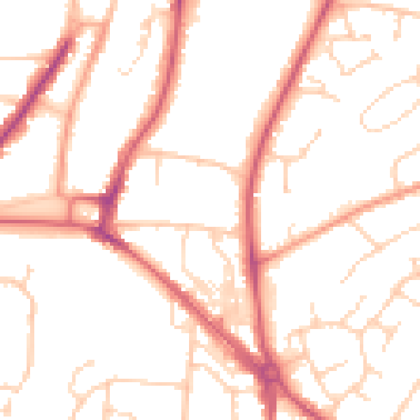 Daytime road noise heatmap for RH16 3UF