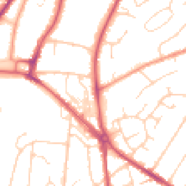 Daytime road noise heatmap for RH16 3UR