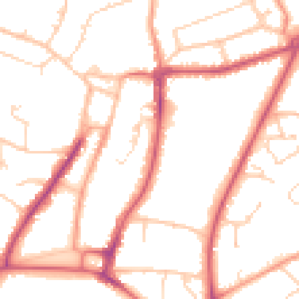 Daytime road noise heatmap for RH16 3XE