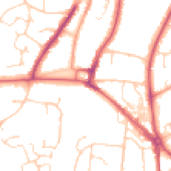 Daytime road noise heatmap for RH16 4AP