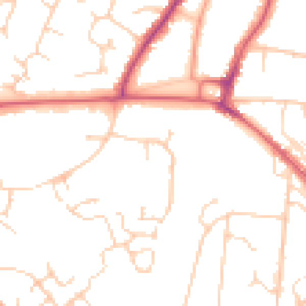 Daytime road noise heatmap for RH16 4AY