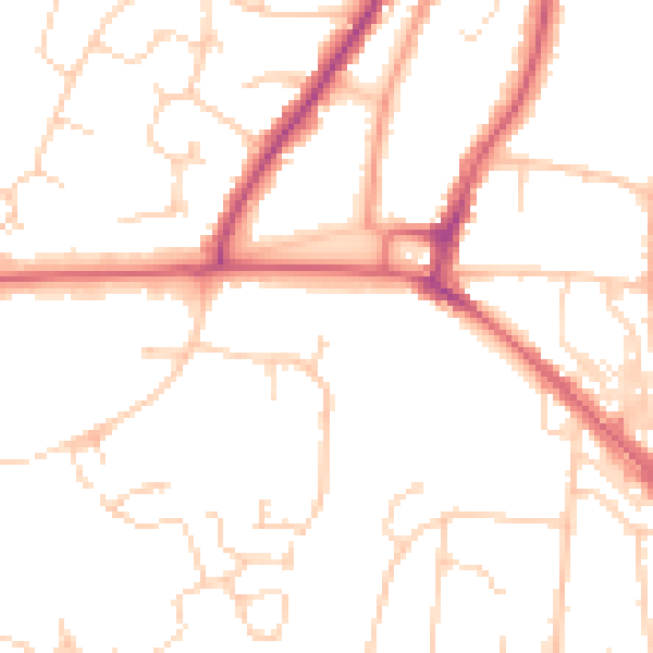 Daytime road noise heatmap for RH16 4AZ