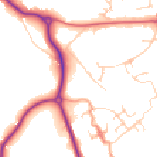 Daytime road noise heatmap for RH16 4BU