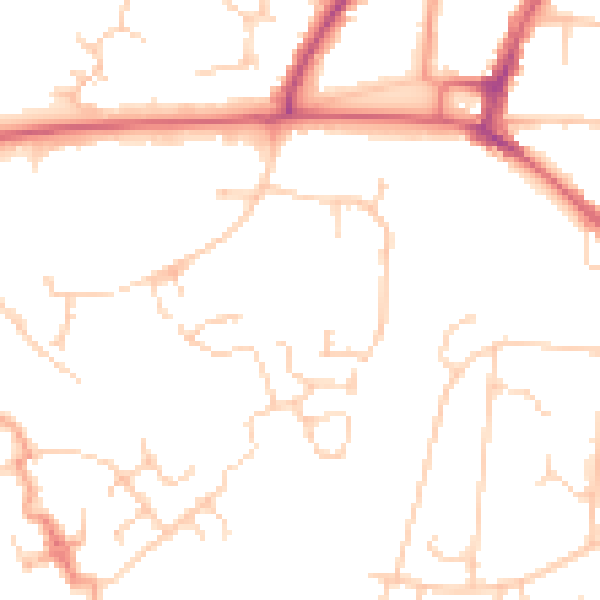 Daytime road noise heatmap for RH16 4BZ