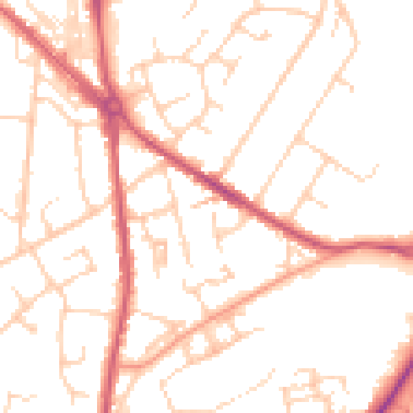 Daytime road noise heatmap for RH16 4DL