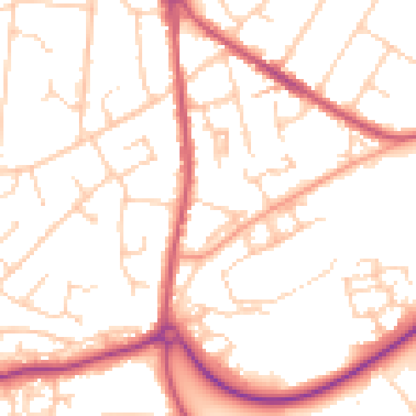 Daytime road noise heatmap for RH16 4EH