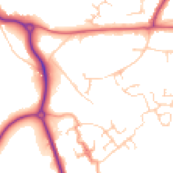 Daytime road noise heatmap for RH16 4FU