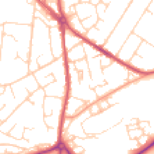 Daytime road noise heatmap for RH16 4HJ