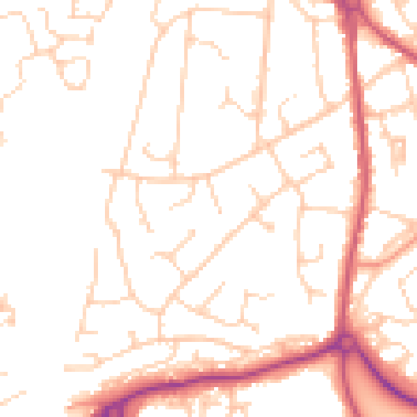 Daytime road noise heatmap for RH16 4PT