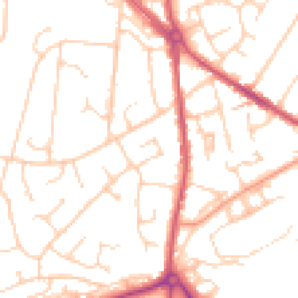 Daytime road noise heatmap for RH16 4QE