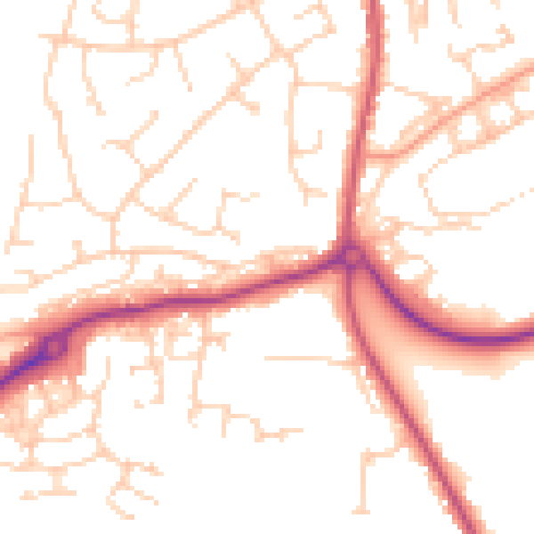 Daytime road noise heatmap for RH16 4RT