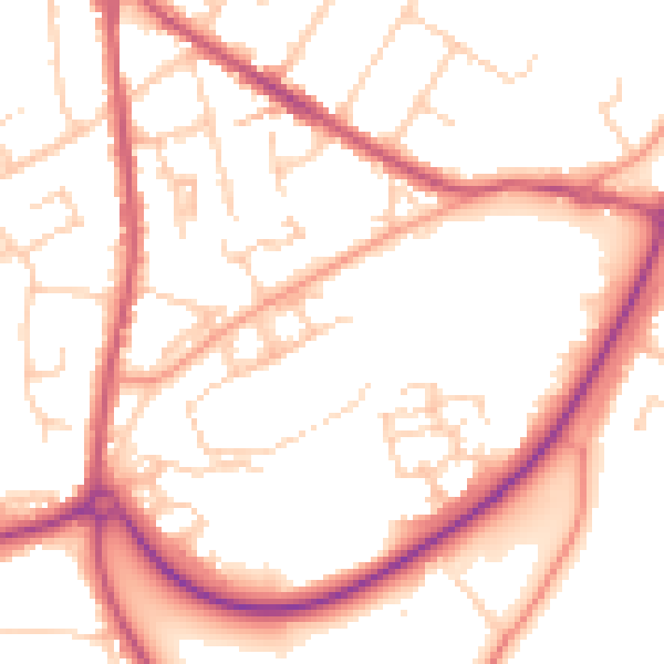 Daytime road noise heatmap for RH16 4SN